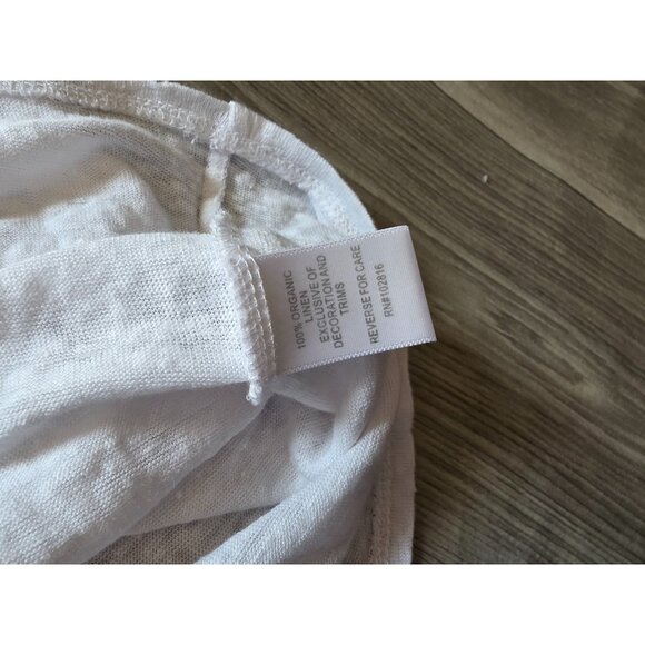 Garnet Hill Embroidered White Linen Top Size S - Picture 6 of 8
